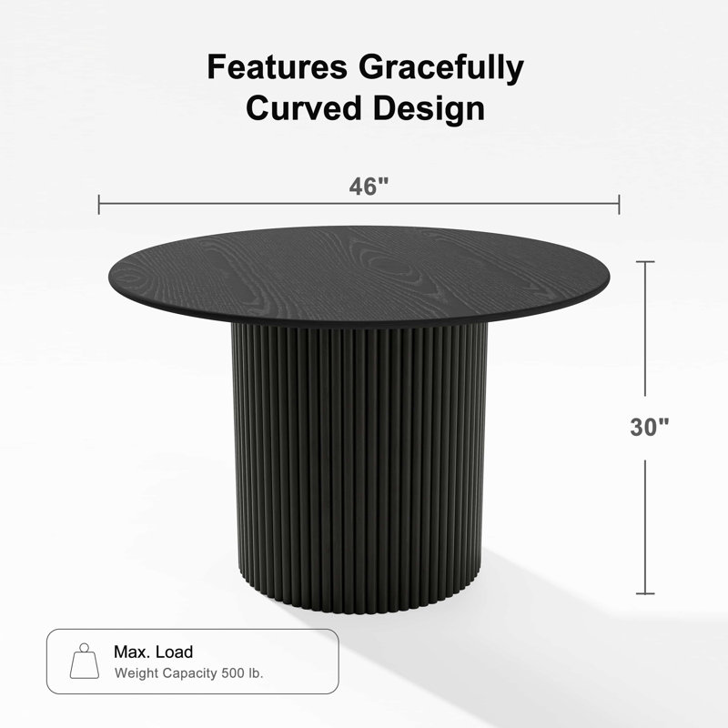Table de salle à manger en bois massif, Noir, noir, noir, noir, H 30 po x L 46 po x l 46 po