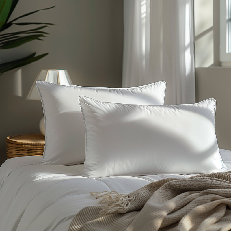  Oreillers lavables en plumes d'oie et en duvet (ensemble de 2) pour un bon sommeil, Standard: 20 po x 26 po