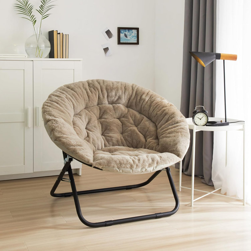  Fauteuil surdimensionné en fausse fourrure de lapin, Gris, Noir