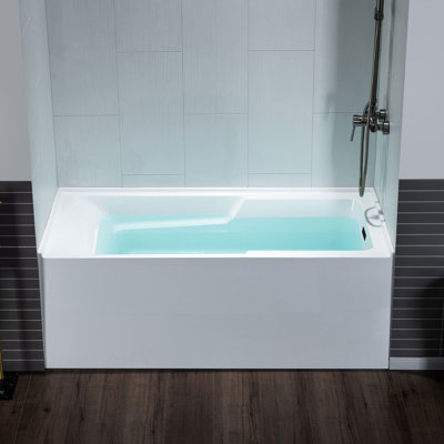 Flint 60" x 30" Acrylic Alcove Soaking Bathtub with Drain & Overflow, Available in 5 Finishes