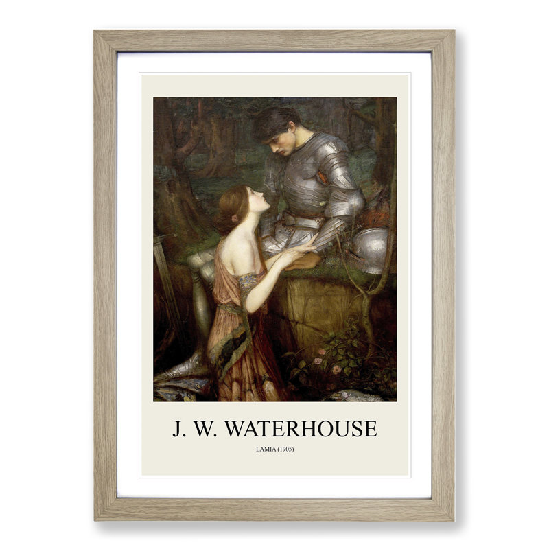 Lamia by John William Waterhouse - Picture Frame Art Prints, 48cm H x 36cm W x 2cm D, Oak Framed