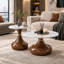 Table basse gigogne ronde moderne, agencement flexible, piètement en forme de gourde-975504989