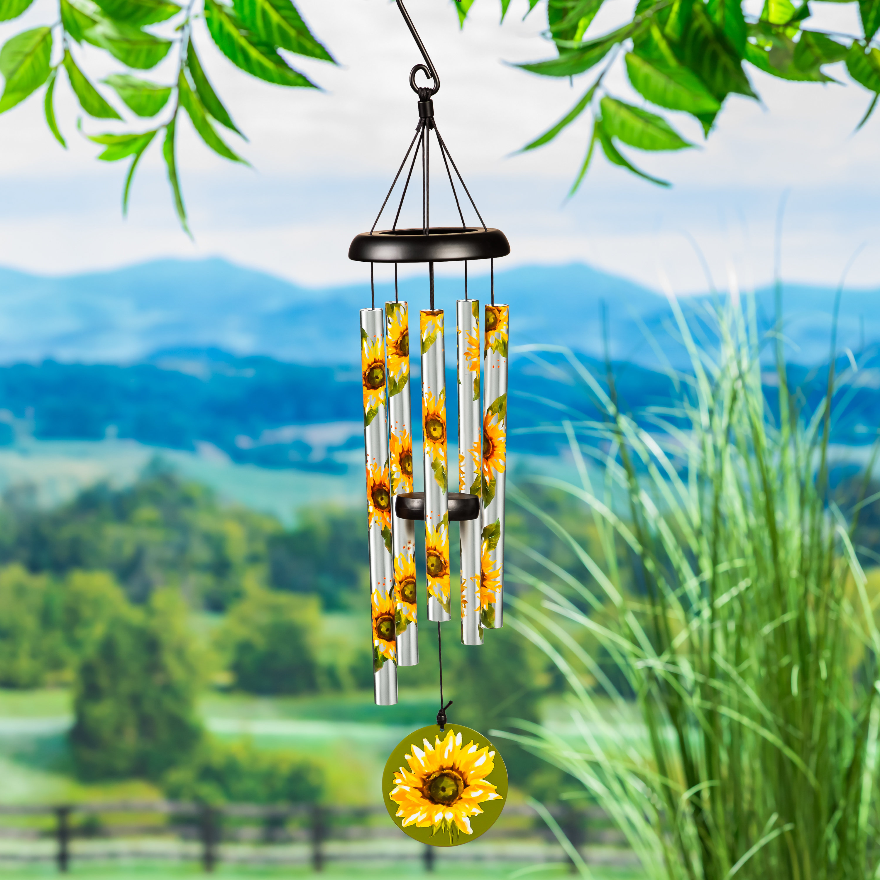 Arlmont & Co. Sahla 27" H Sunflower Printed Hand Tuned Wind Chime Wayfair
