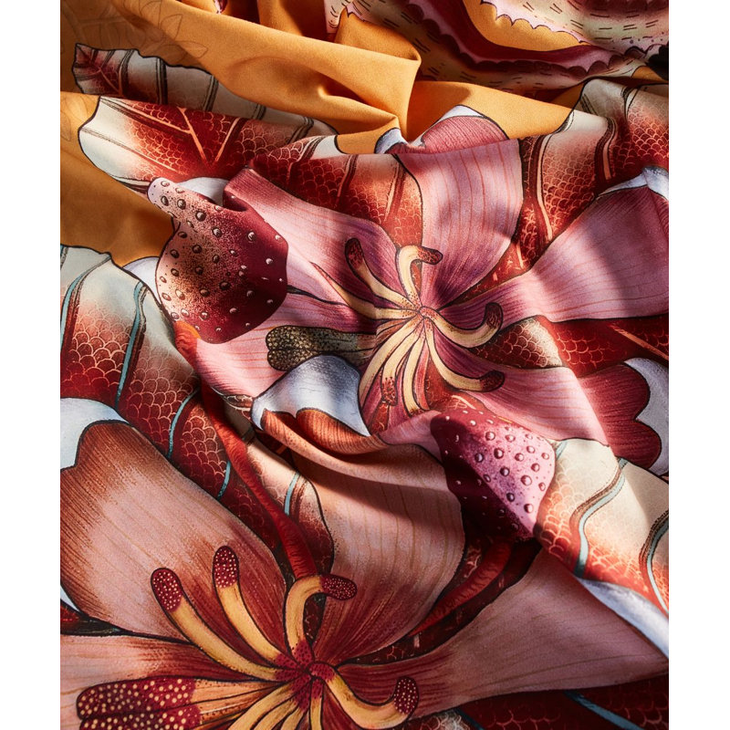 Ardmore Cotton Tablecloth, 138" Rectangle, Orange