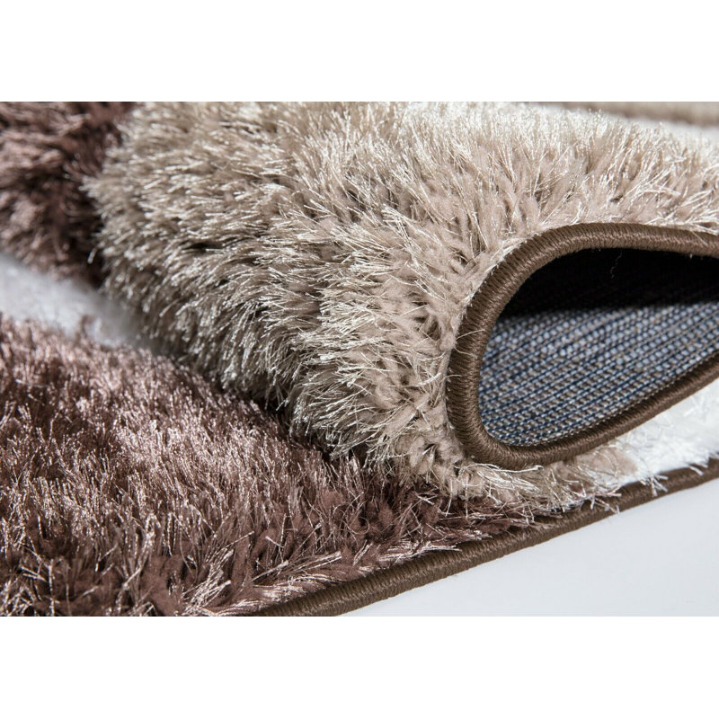 Caylin Geometric Hand Woven Shag Area Rug, Rectangle 80 x 150cm