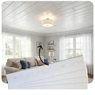 Faux Wood Glue-Up Ceiling Planks 39 in. x 6 in.
