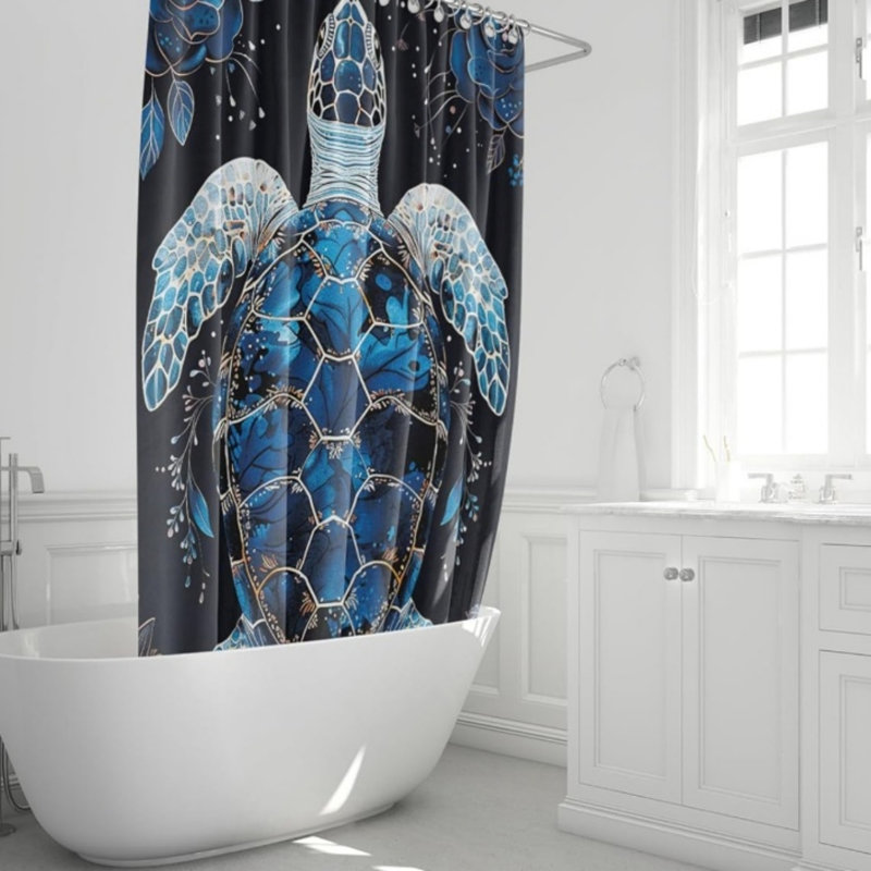 Ensemble de salle de bain 4 pièces avec tournesol papillon et tapis jaune, Navy/Black