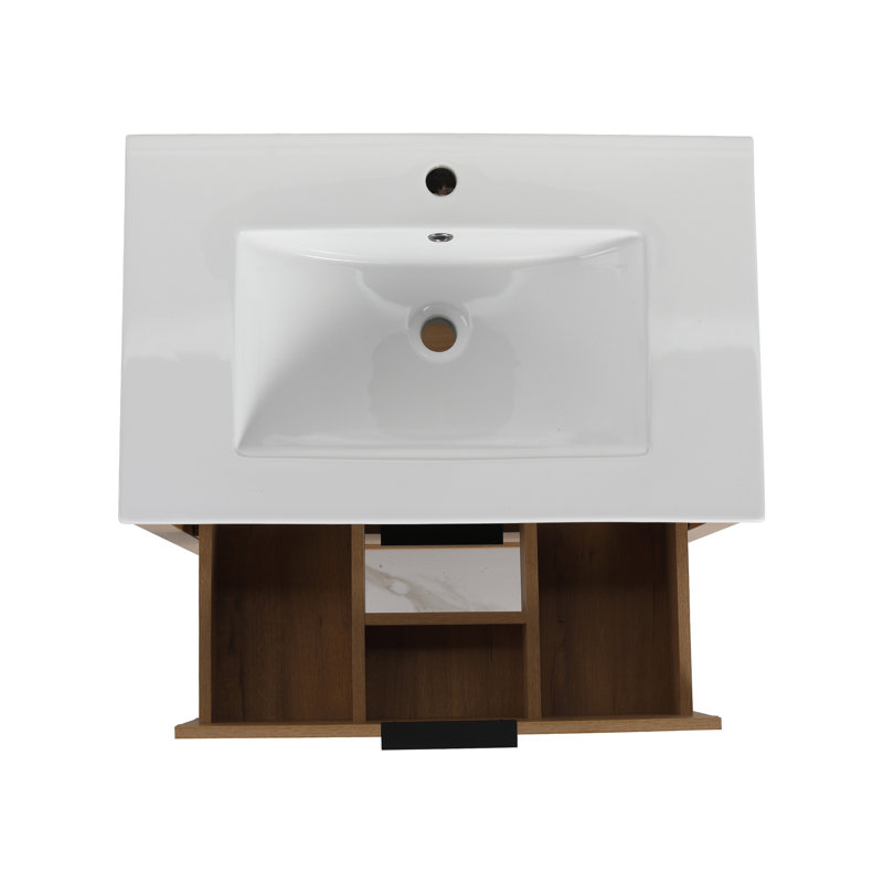 Base de meuble-lavabo simple 30 po en chêne imitation avec lavabo