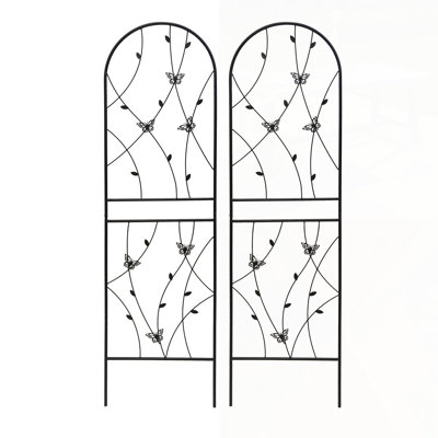 Paquet de 2 treillis de jardin en métal, antirouille et durable pour plantes grimpantes, avec d'élégantes décorations de papillons
