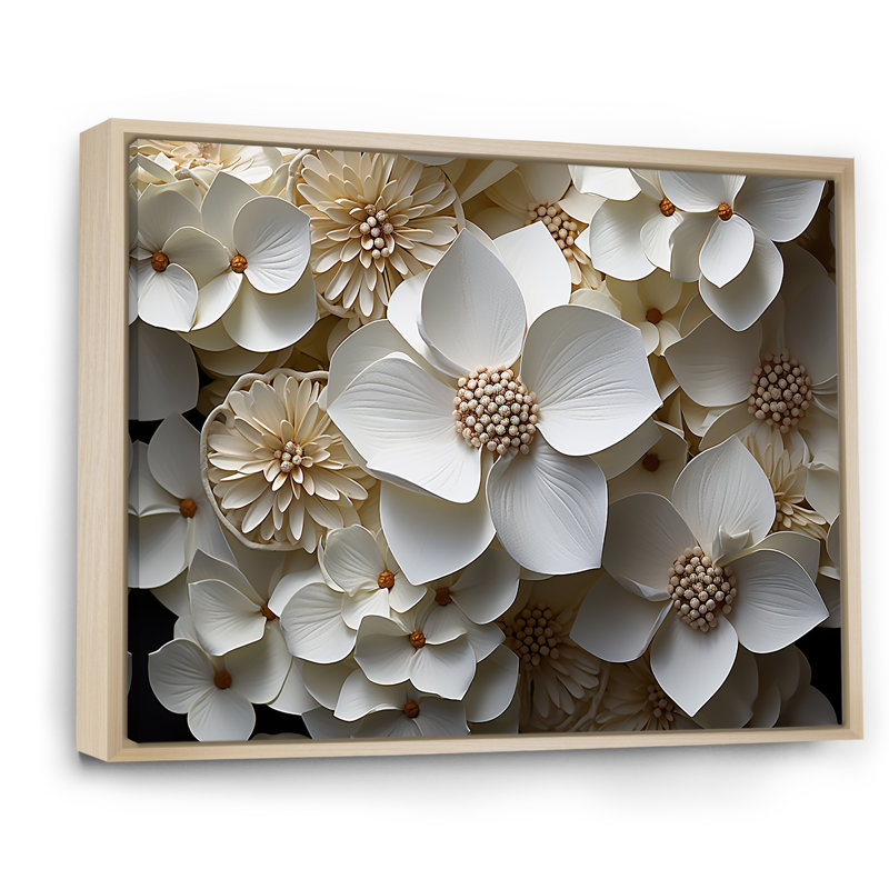 «Soft Neutral Tones Portray Hydrangea Blooms II», reproduction sur toile, Cadre naturel flottant
