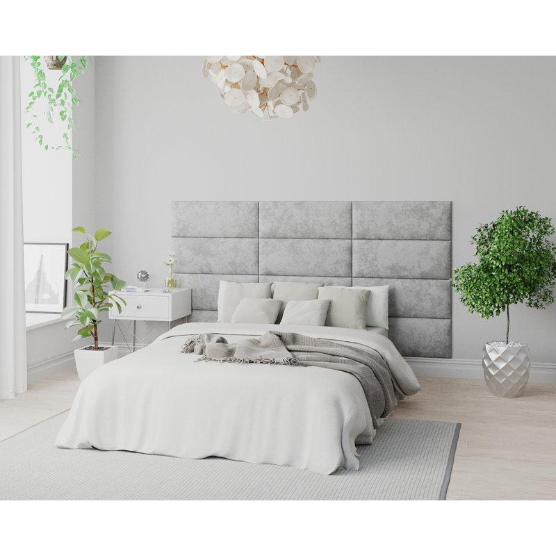 Kasy 30 cm x 75 cm Peel and Stick Upholstered Wall Paneling in Silver