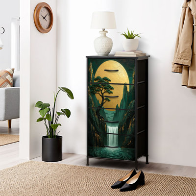 4 Drawer Dresser for Bedroom, Narrow Chest of Drawers, Wooden Top and Study Iron Frame 18"x37.5"-(WxH)