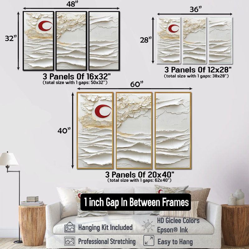 Ensemble de salon rouge Red Pamukkale Hot Springs - Turquie, Toile encadrée flottée blanche, H 40 po x l 60 po x P 1 po