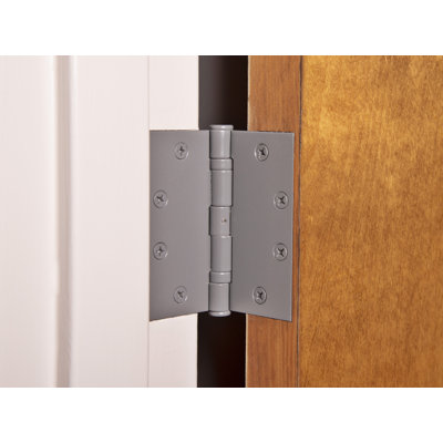 4.5 in. x 4.5 in. Full Mortise Squared Ball Bearing Hinge with Non-Removable Pin - Set of 3