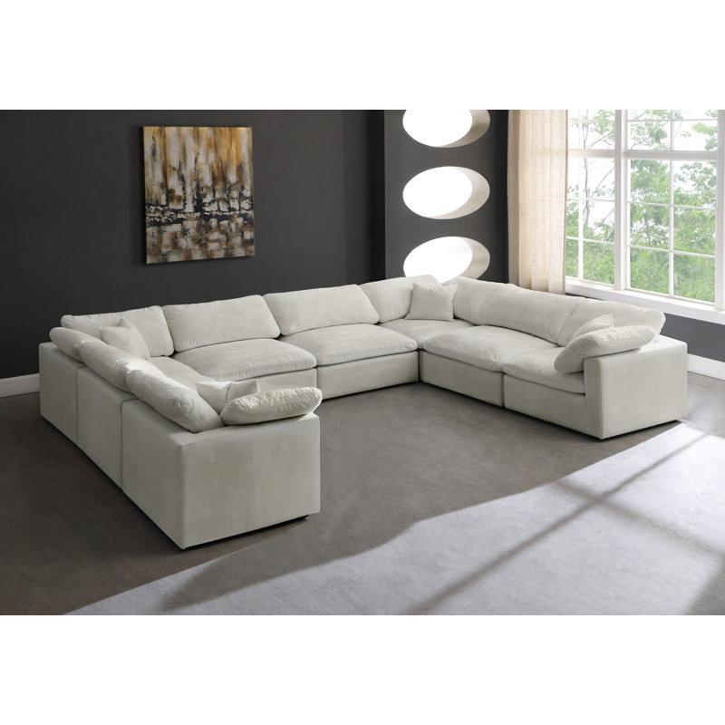 Canapé modulaire réversible en velours Cozy, Velours crème