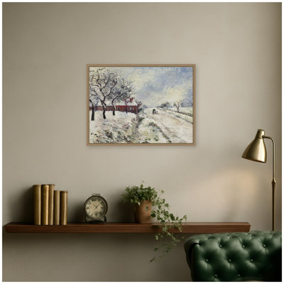 «Snowy Road with House» par Camille Pissarro, reproduction d'art sur toile encadrée