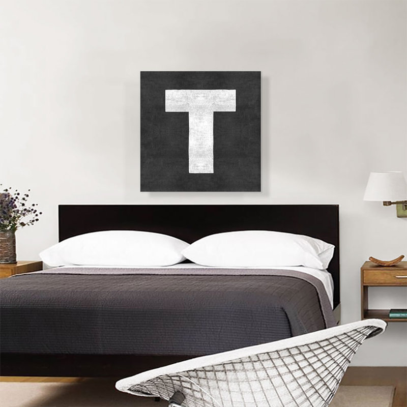 «Chalkboard Alphabet lettre T», reproduction d'art textuel sur toile tendue, H 26 po x l 26 po x P 0,75 po