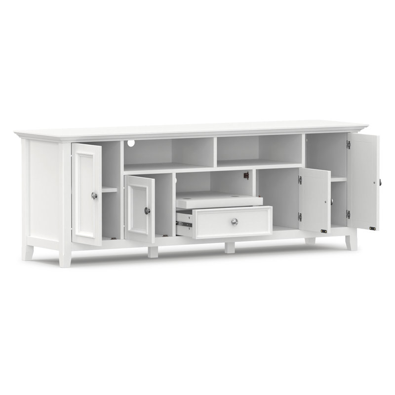 Amherst 72"W Solid Wood Transitional TV Stand for TVs up to 80" with 2 Cabinets, 2 Drawers, and Adjustable Shelves, White