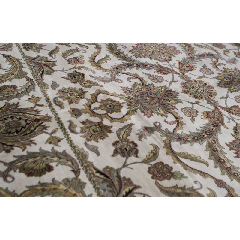 Tapis ivoire carré de haute qualité noué à la main Trinity