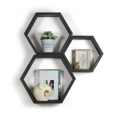 Emeria 3 Piece Hexagon Floating Shelf