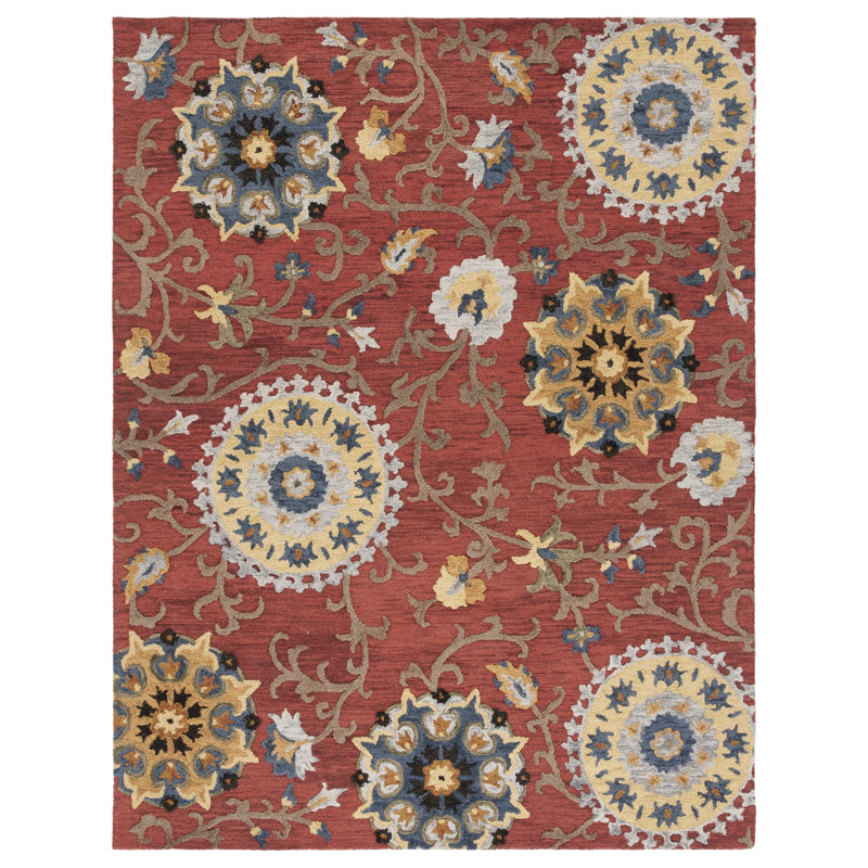 Tapis en laine à motif floral touffeté à la main Ferrera, Rectangle de 10 pi x 14 pi