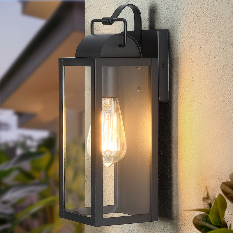 14" 1-Light Black Outdoor Wall Light