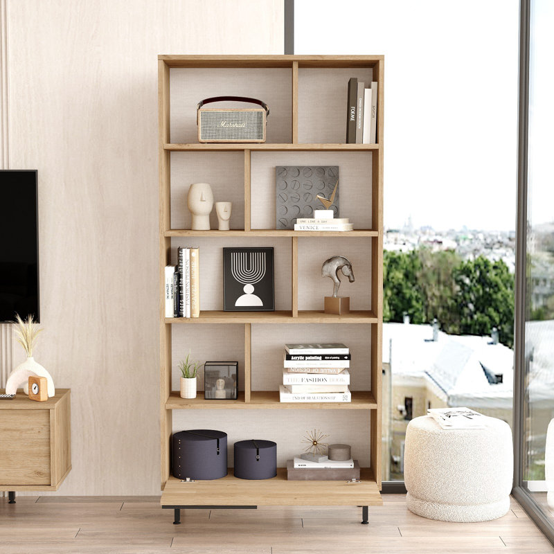 Baugus 175.6cm H x 83.9cm W Standard Bookcase, Walnut
