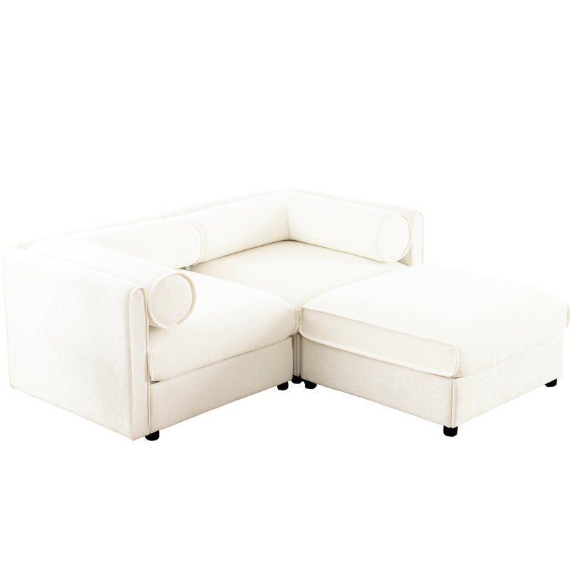 Chenille 2 en tissu moderne avec rangement, cylindrique, blanc, assise confortable, siège de rangement blanc élégant, tissu, décoration intérieure