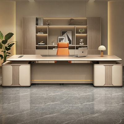 102.36"Modern high-end brown L-shaped executive desk