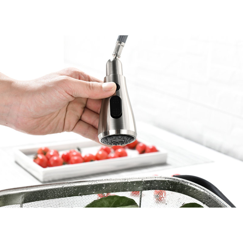 Robinet de cuisine escamotable en acier inoxydable, nickel brossé, 3 modes de sortie, robinet avec options d'eau, élégant