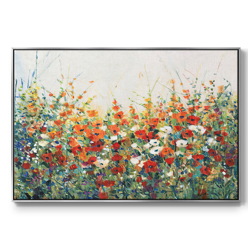 «Garden in Bloom I», reproduction d'art sur toile, H 25 po x l 37 po x P 2 po, Encadrement argenté