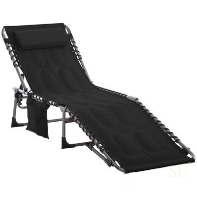 Padded Folding Chaise Lounge Chair, 6-Level Reclining For Ultimate Comfort And Versatility In Outdoor Settings
