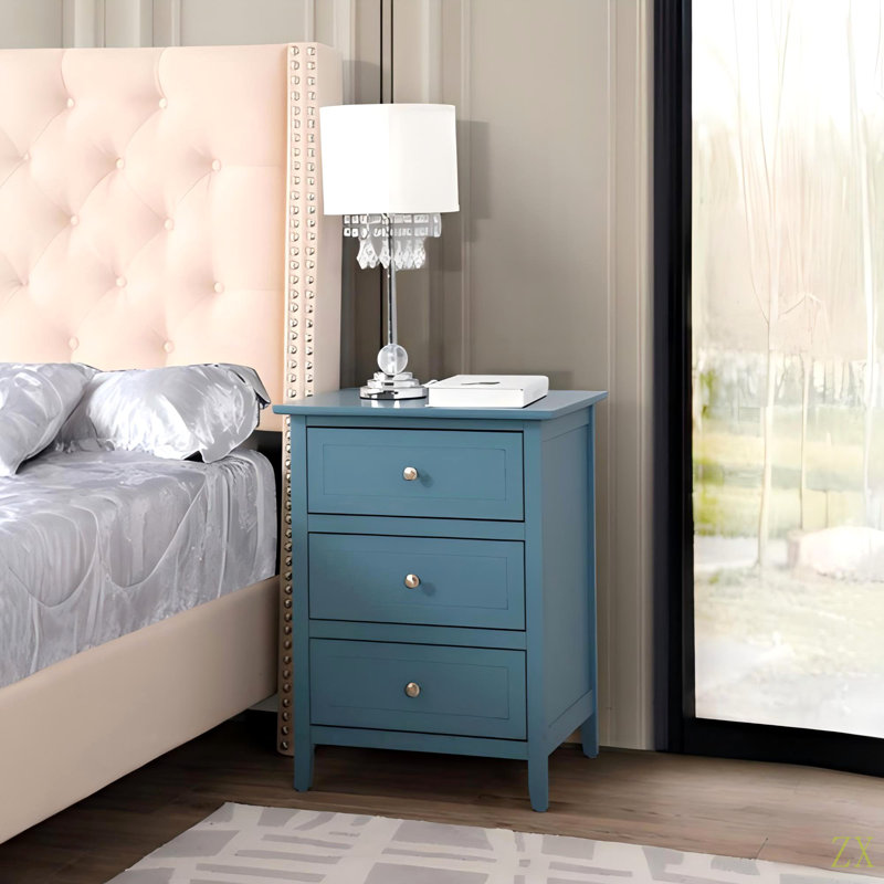 Table de chevet décorative pour chambre à coucher moderne, Bleu