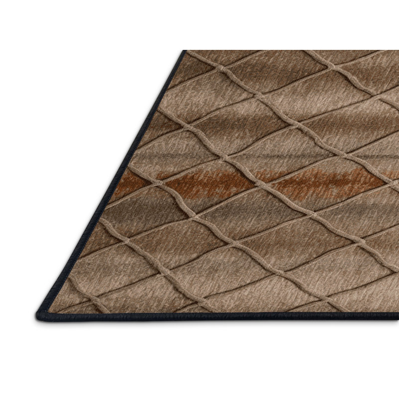 Tapis brun treillis lavable à la machine