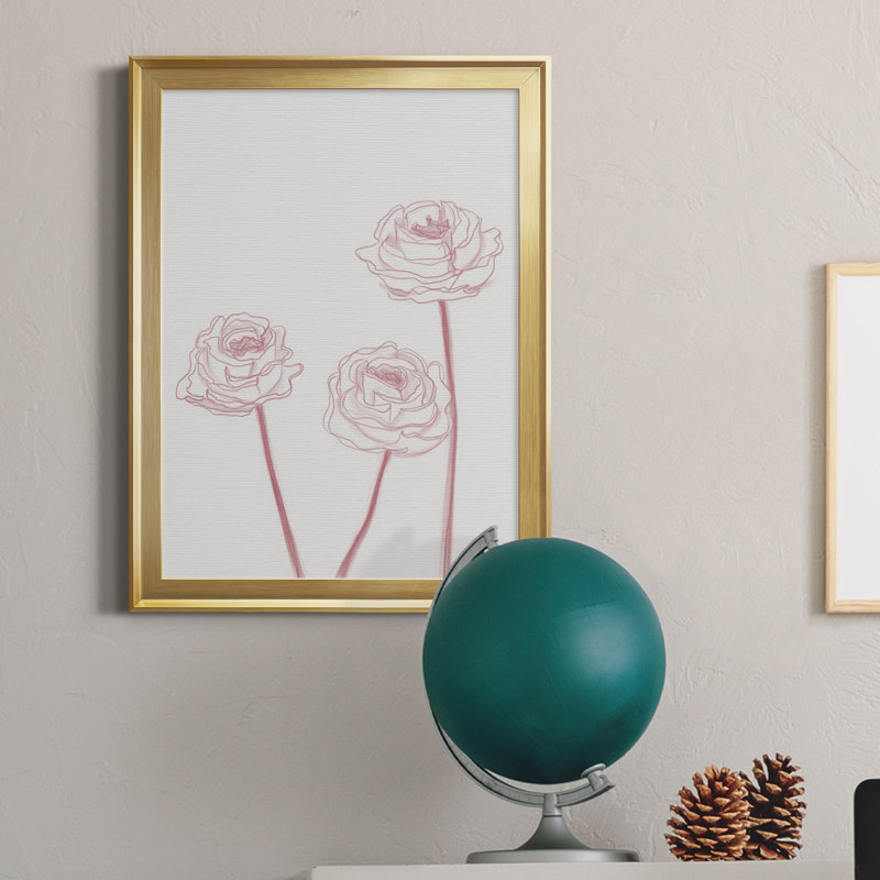 Peony Blooms Ii - reproduction d'art sur toile, H 18,5 po x l 24,5 po x P 1,5 po, Toile encadrée d'or