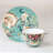 Grace Tea Ware Peacock Lotus Garden Teacups & Saucers, Set of 4