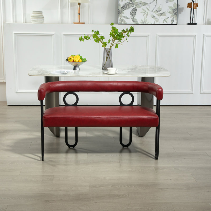 Loveseat 2 Seater Sofa Couch With Arms And Metal Legs, Wine Red