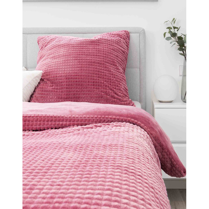 Kord Diamant Microfiber Duvet Cover Set Set, 2 135 x200cm Duvet Cover + 2 Pillowcases 80 x 80cm, Pink
