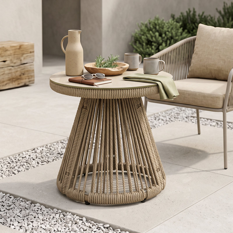 Outdoor Patio  Wicker Side Table