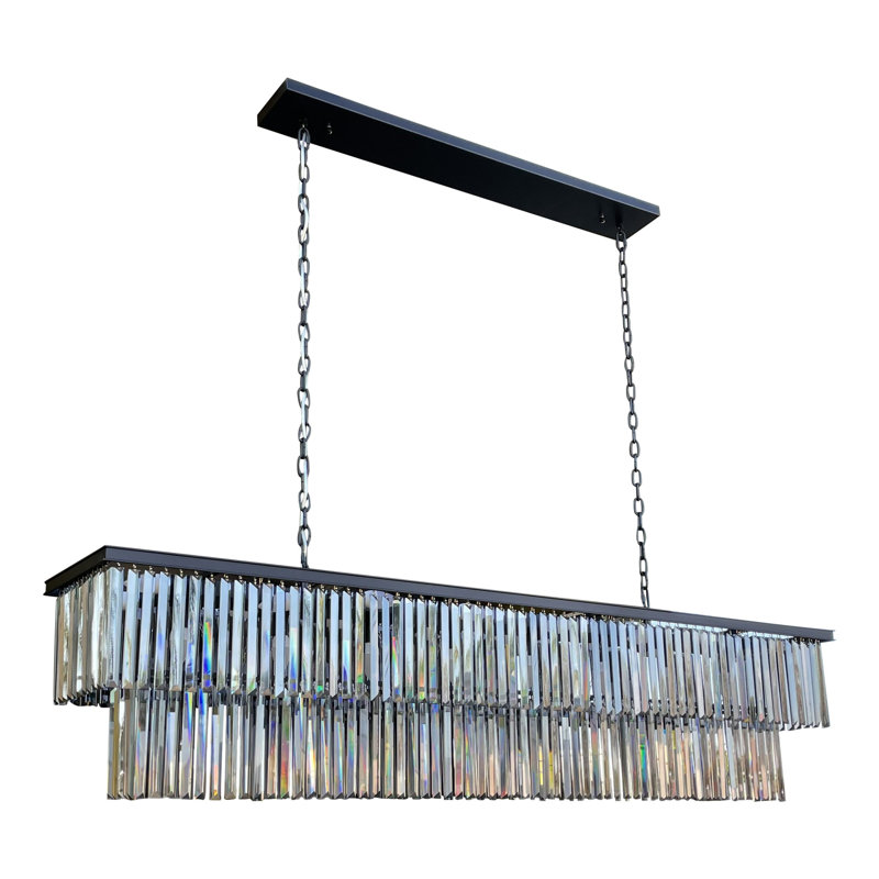 Lustre en cristal transparent 24 pouces D’angelo, Cristaux noirs fumés