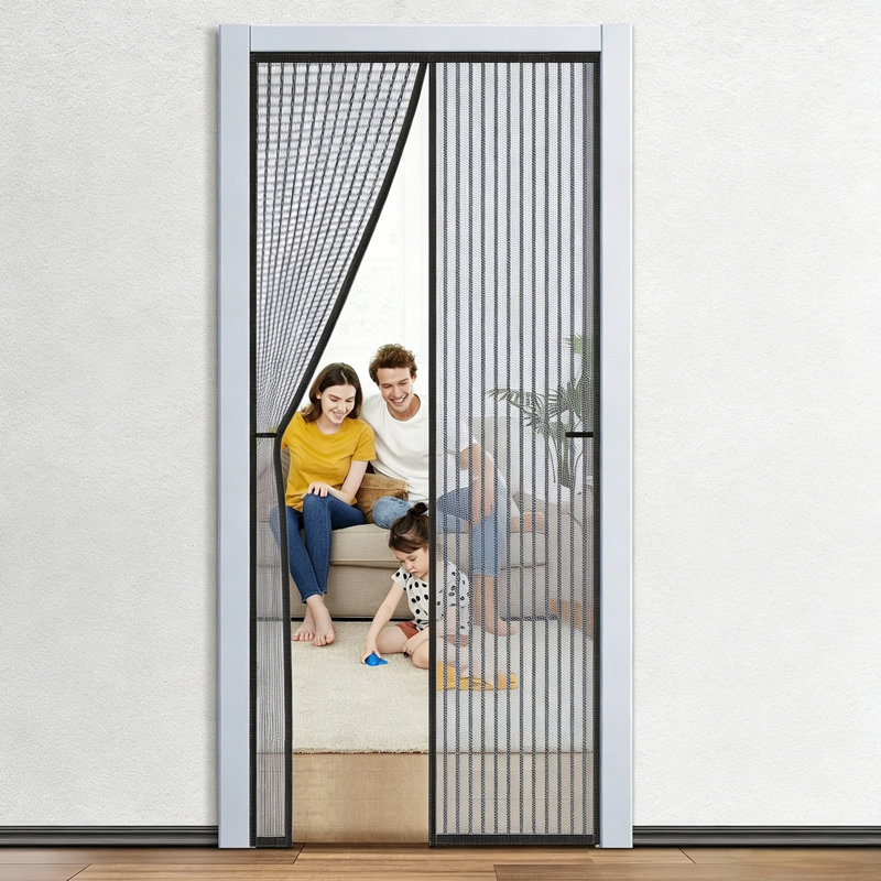 Porte moustiquaire à l'épreuve des insectes 36 po x 82 po - maille ultra-fine 25 x 25, garde les moustiques à l'extérieur et la circulation de l'air, convient aux animaux de compagnie et aux enfants, s'adapte aux portes avant / arrière / patio / balcon, assemblage en 5 minutes