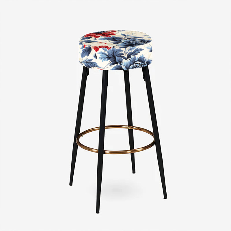 Red And Blue Damask Flower Nostalgia - Damask Bar Stools Set Of 2