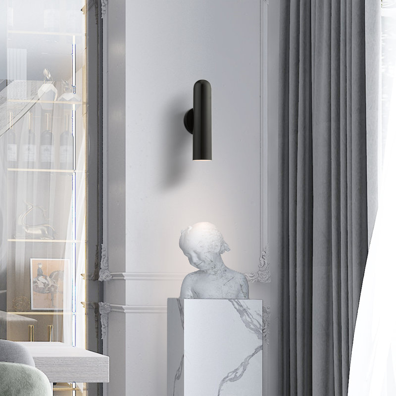 Steel Armed Sconce, Shiny Black