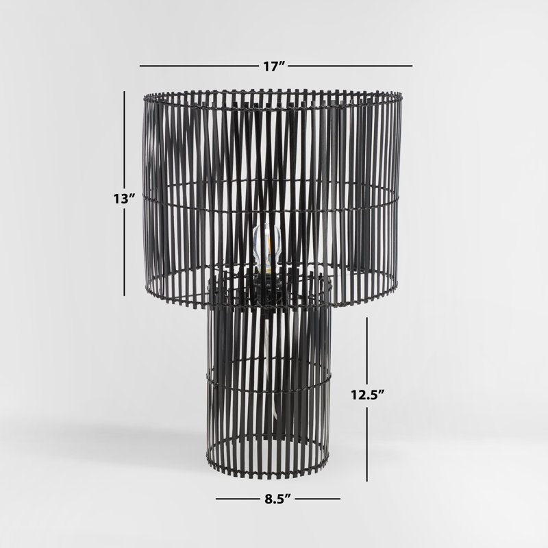 Uguna Wicker/Rattan Table Lamp, Black