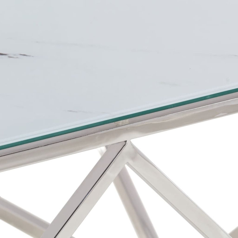 Aviva Four Leg Coffee Table, White, Silver