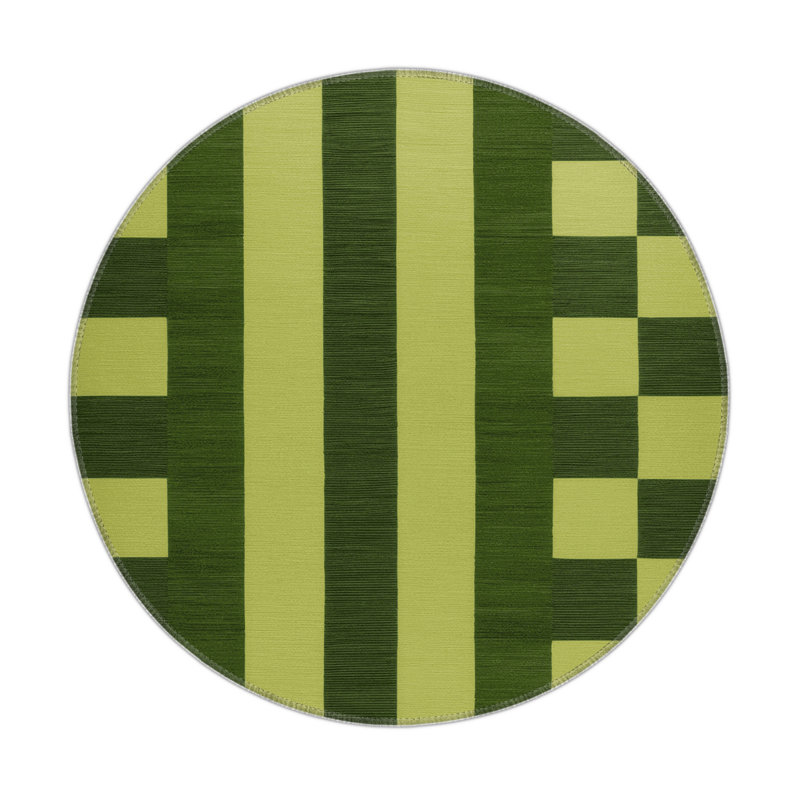 Checkered Green Indoor and Outdoor Area Rug, Rectangle 9' x 12'