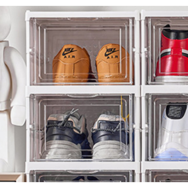 Boîte de rangement pour chaussures épaisse sans installation, étagère à chaussures simple, armoire à chaussures pliable en plastique avec couvercle