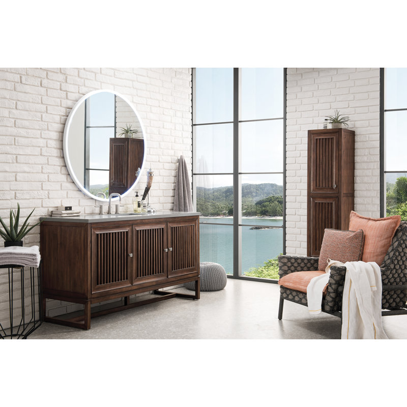 Athens 60'' W Single Vanity, Carrara White, Glossy White, 8" Widespread