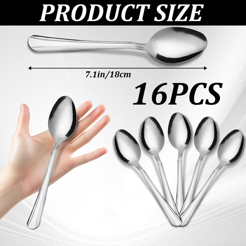  Ensemble de 16 cuillères à dîner en acier inoxydable 16 pièces - Collection complète pour les repas et les réceptions de tous les jours