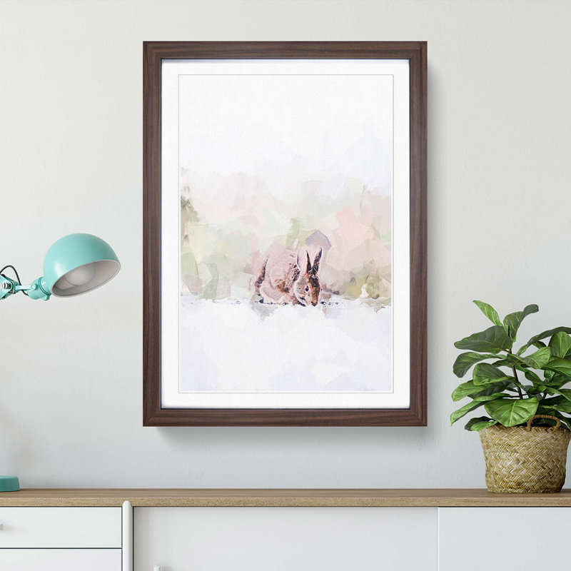 Rabbit Grazing in Abstract - Picture Frame Graphic Art Print, Walnut, 76cm H x 50cm W x 2cm D